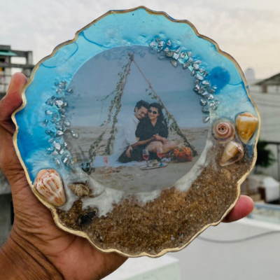 Custom Resin Beach Theme Photo Frame – Handmade & Personalised