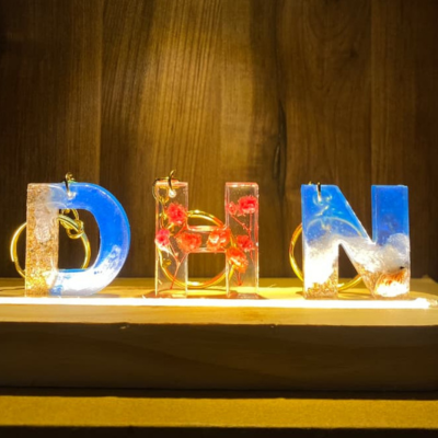 Custom Alphabet Keychain – Resin, Name & Beach Theme